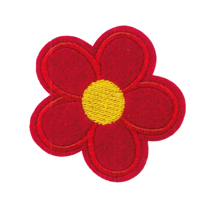 Broderat tygmärke Röd Blomma
