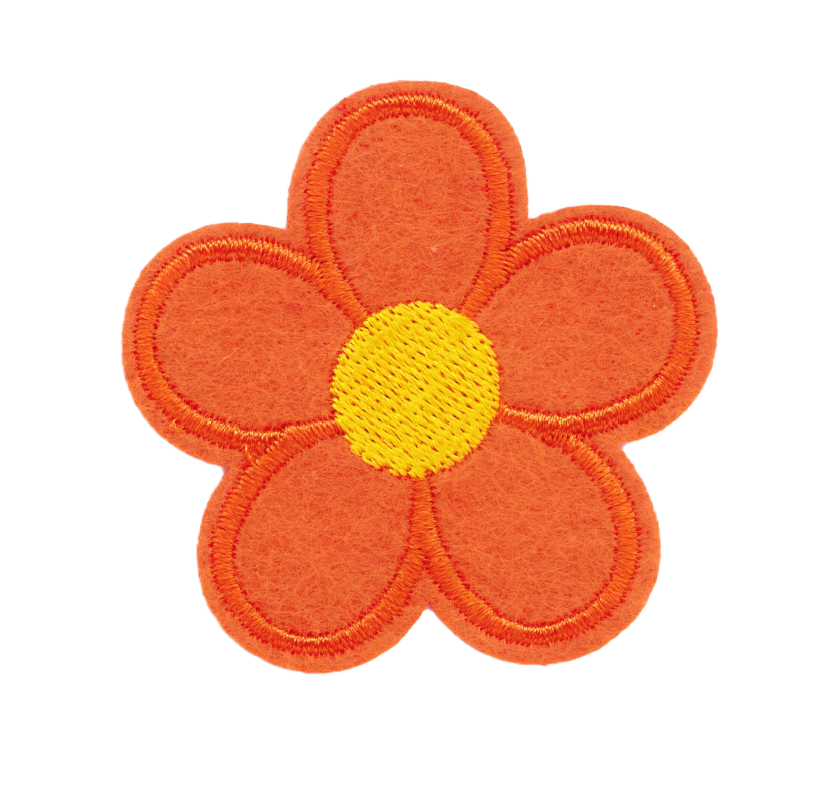 Broderat tygmärke Orange Blomma