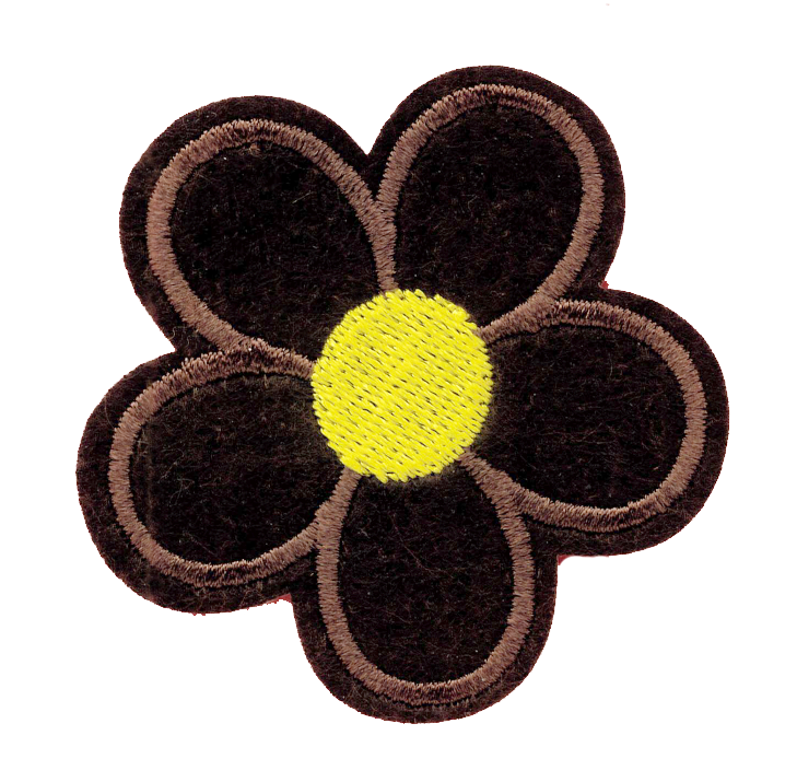 Broderat tygmärke Brun Blomma
