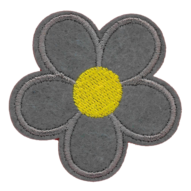 Broderat tygmärke Grå Blomma