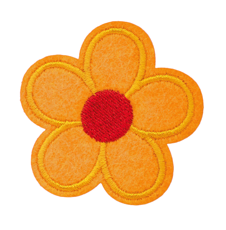 Broderat tygmärke Orange Blomma
