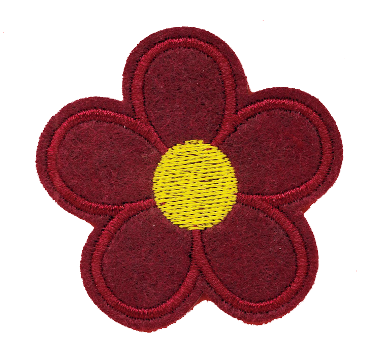 Broderat tygmärke Vinröd Blomma