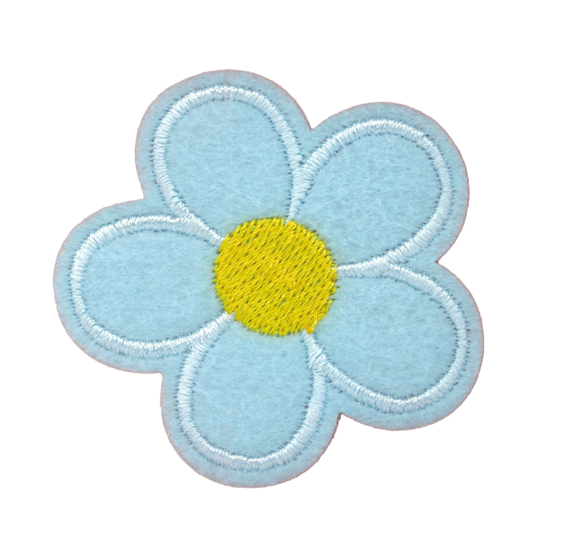 Broderat tygmärke Ljusblå Blomma
