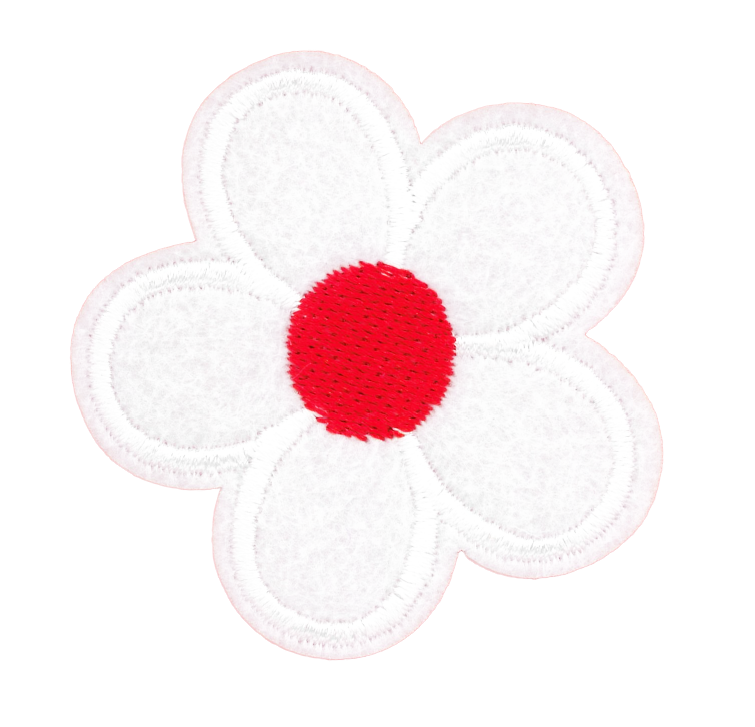 Broderat tygmärke Vit Blomma