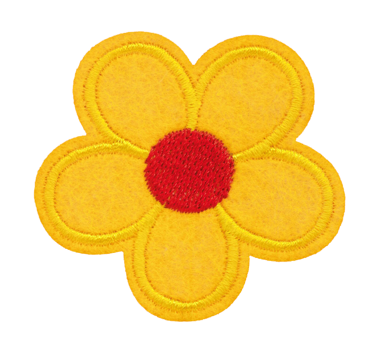 Broderat tygmärke Gul Blomma