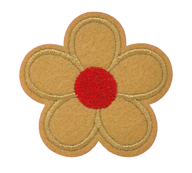 Broderat tygmärke Beige Blomma