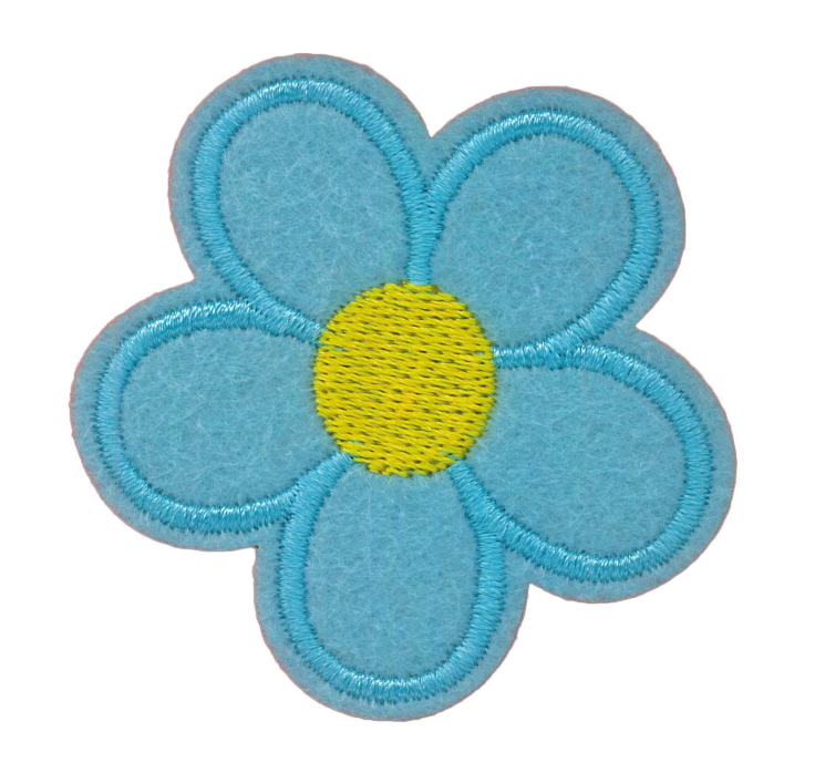 Broderat tygmärke Ljusblå Blomma