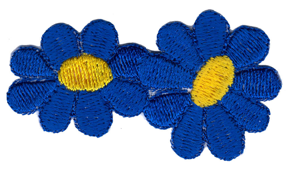 Tygmärke blå blommor