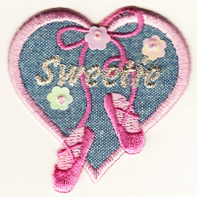 Hjärta med ballerinaskor broderat tygmärke - Sykungen