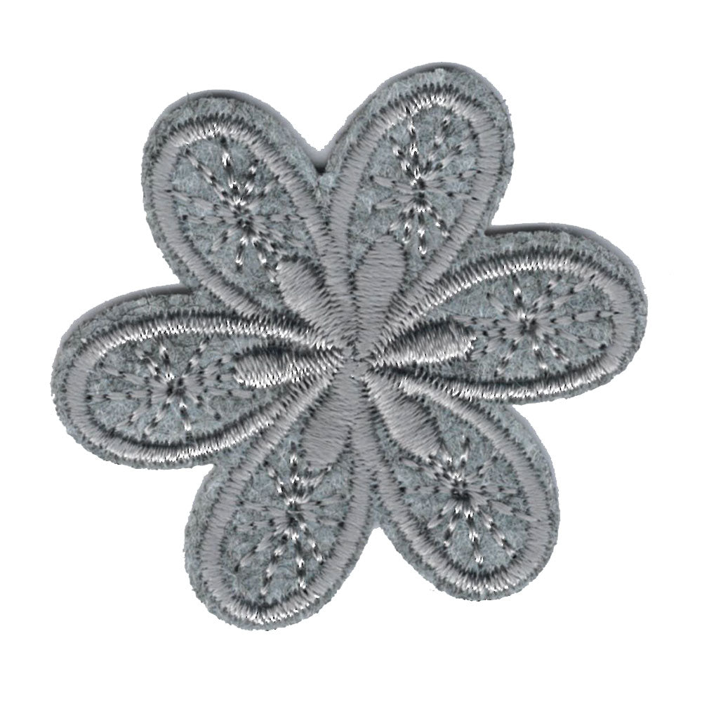 Broderat tygmärke Grå Blomma
