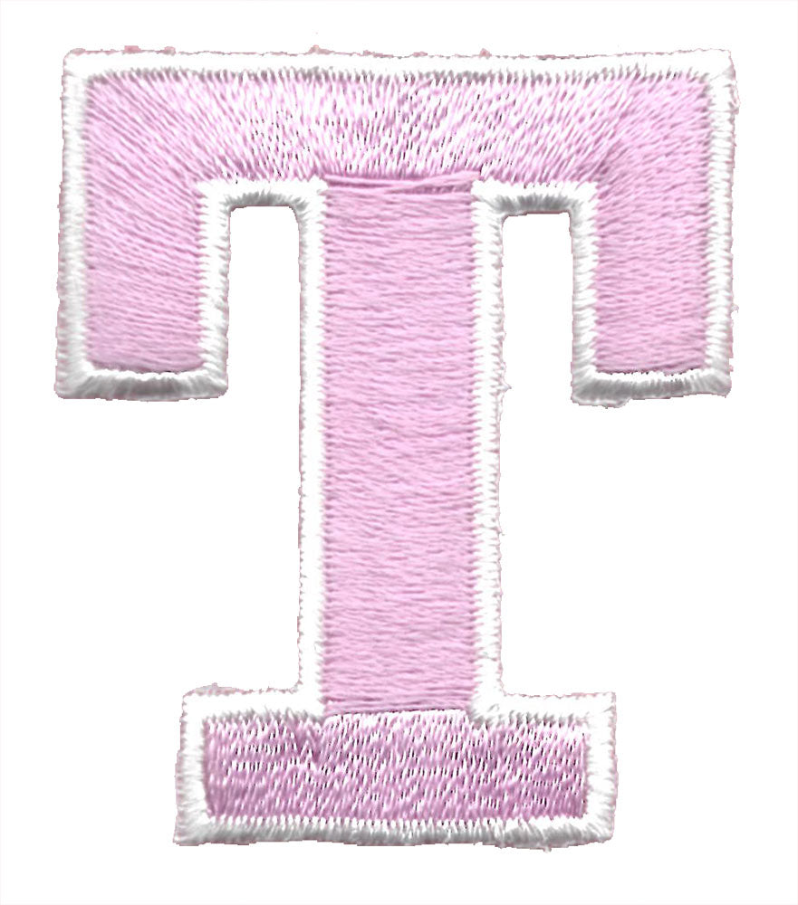 Broderad bokstav rosa T