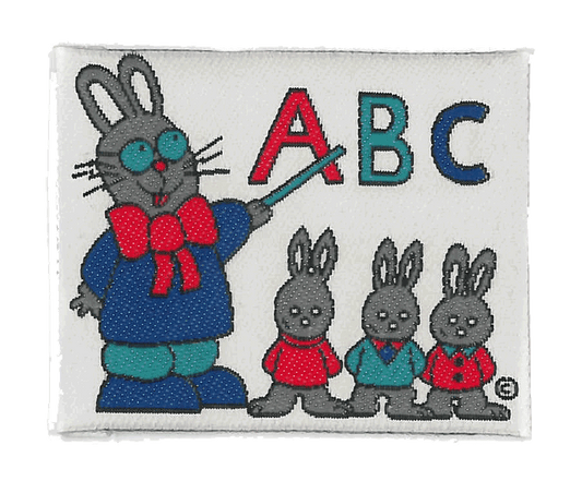 Broderat Tygmärke ABC med kaniner