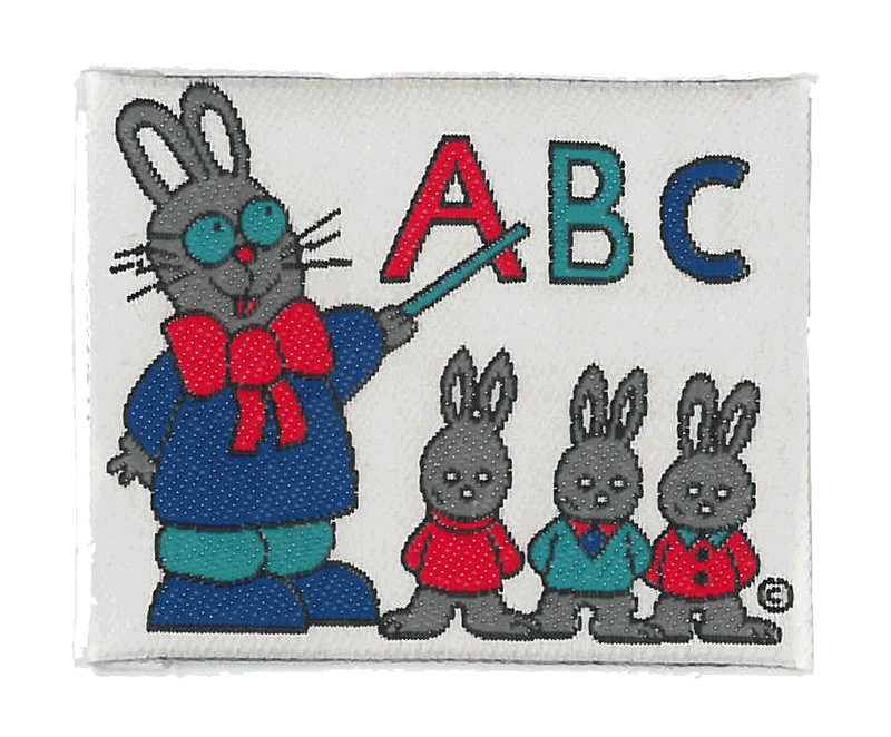 Broderat Tygmärke ABC med kaniner