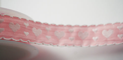 Band Dekorationsband med vita hjärtan på 20 mm