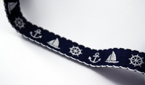 Band Dekorationsband med ankare & båt på 20 mm