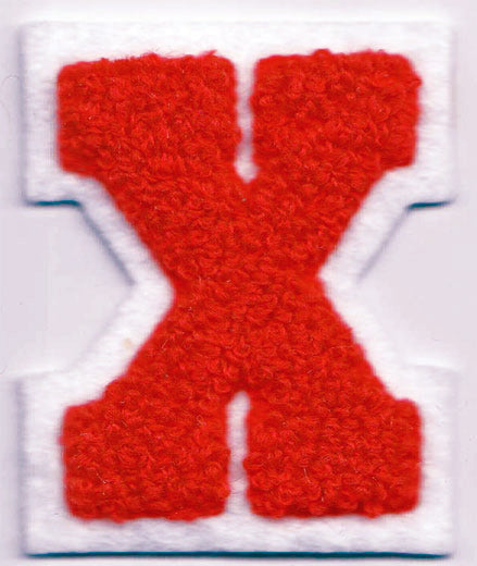 Tygmärke bokstav X Röd Chenille - Sykungen