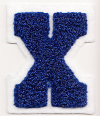 Tygmärke bokstav X blå Chenille - Sykungen