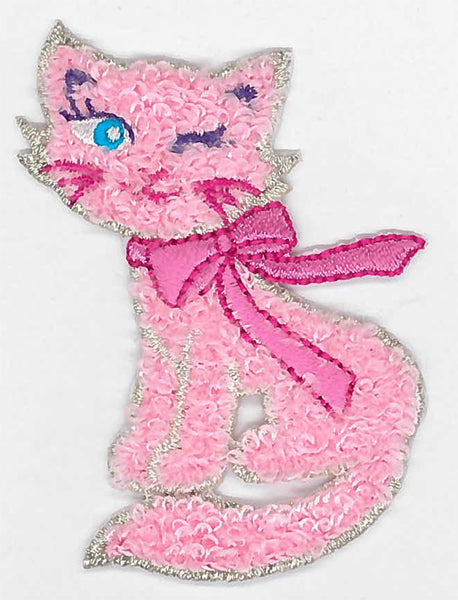 Broderat Tygmärke Rosa Katt - Sykungen