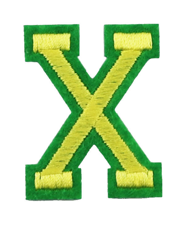Tygmärke bokstav X Gul & Grön