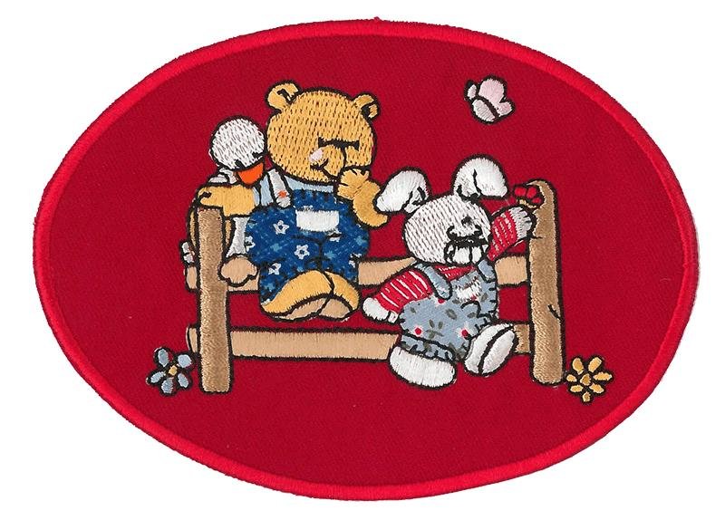Tygmärke Nalle och Kanin. Stor laglapp
